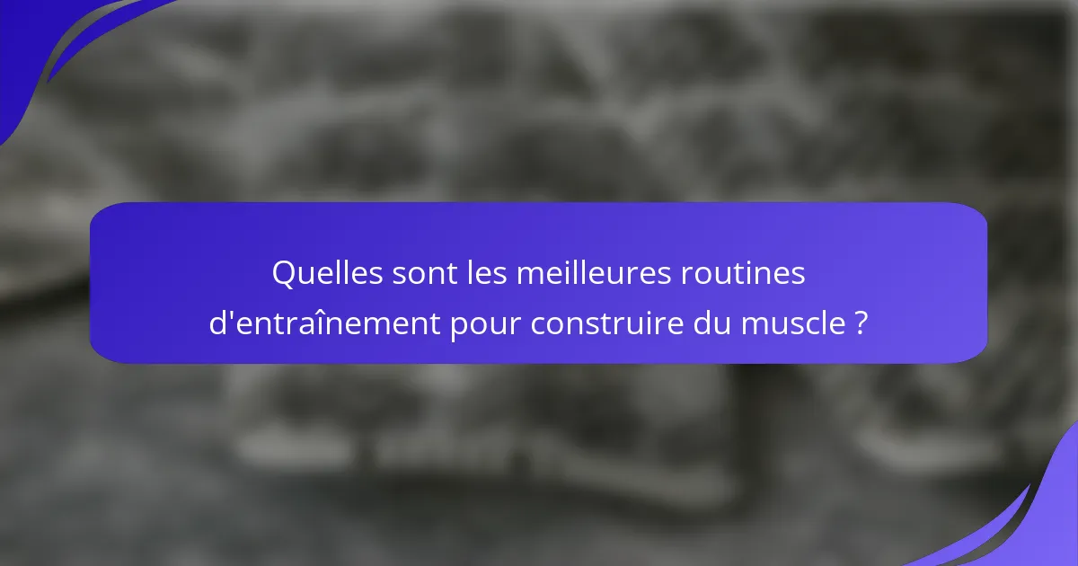 Quelles sont les meilleures routines d'entraînement pour construire du muscle ?