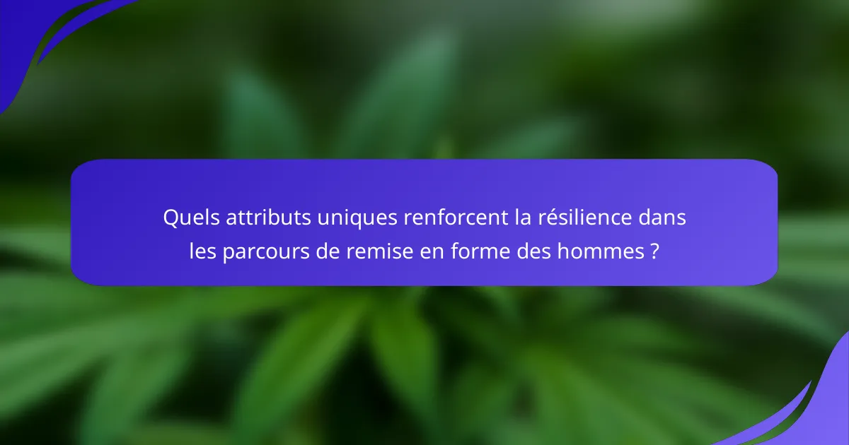 Quels attributs uniques renforcent la résilience dans les parcours de remise en forme des hommes ?